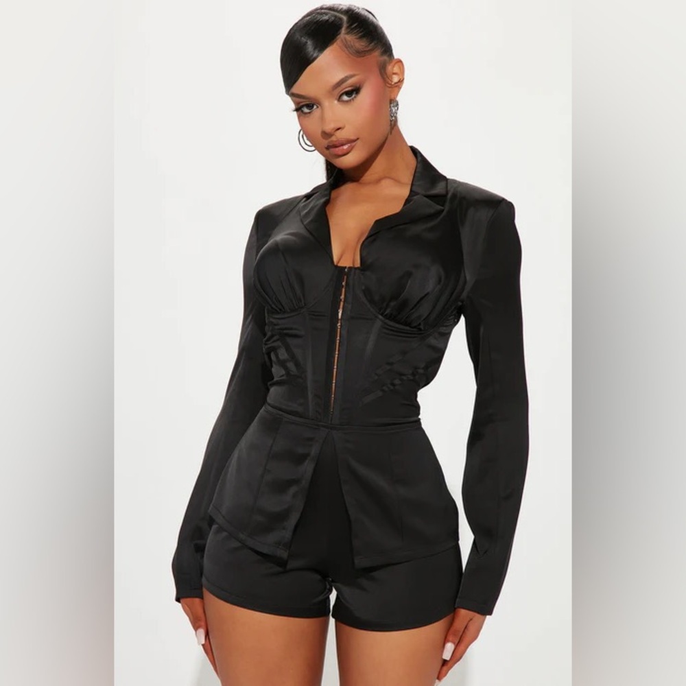 Fashion Nova Black Satin Jumpsuit